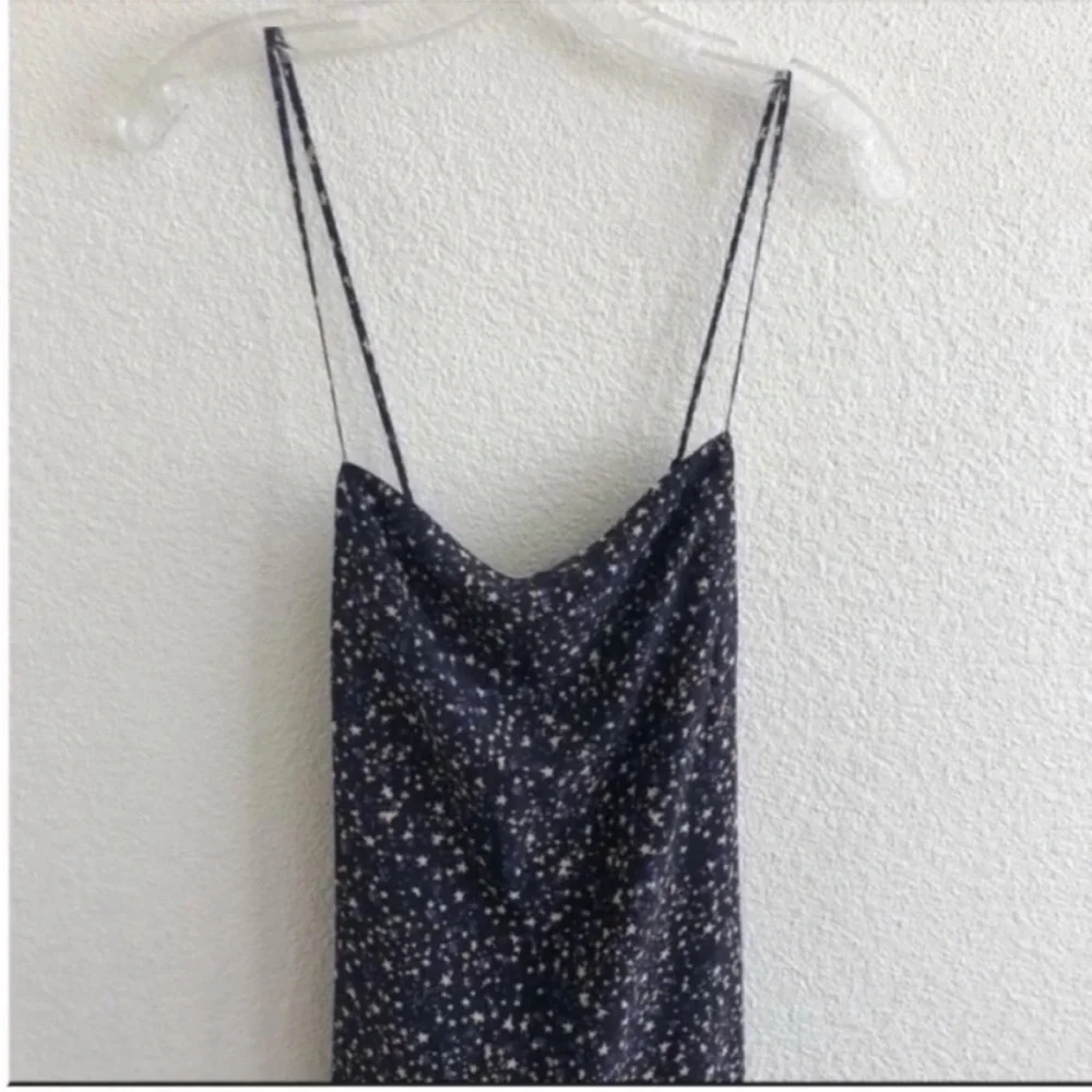 J. Crew Ruffle Back Silk Maxi Slip Dress Starry Sky NWT